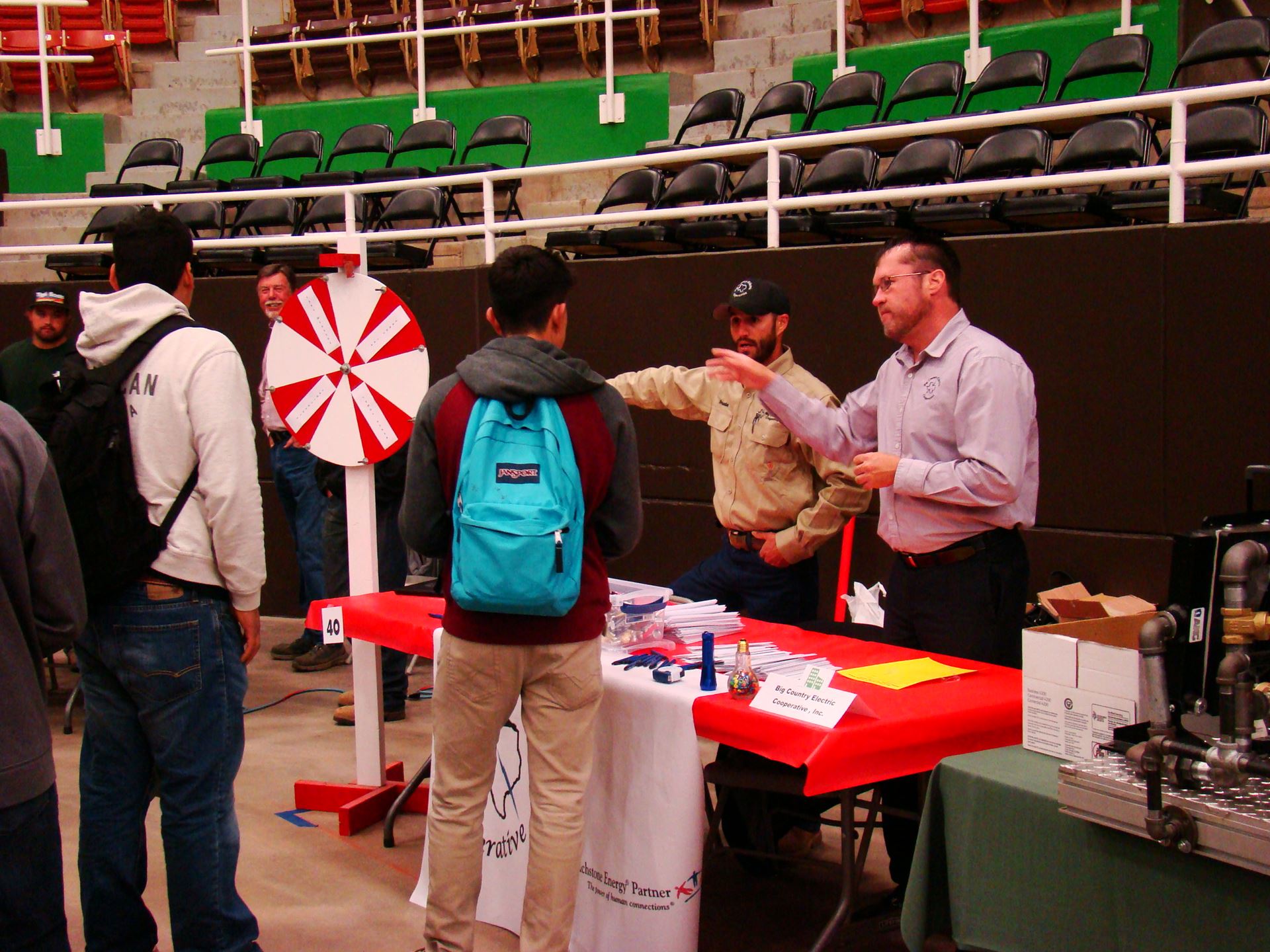Students visit Big Country Electric Coop. booth.